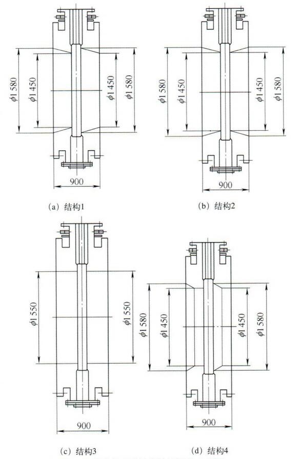 圖1 四種流體通道結(jié)構(gòu)二維圖 圖1 四種流體通道結(jié)構(gòu)二維圖